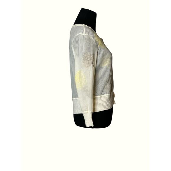 Nic + Zoe Cream Floral Embroidered Button up Sweater size Small - Picture 11 of 16